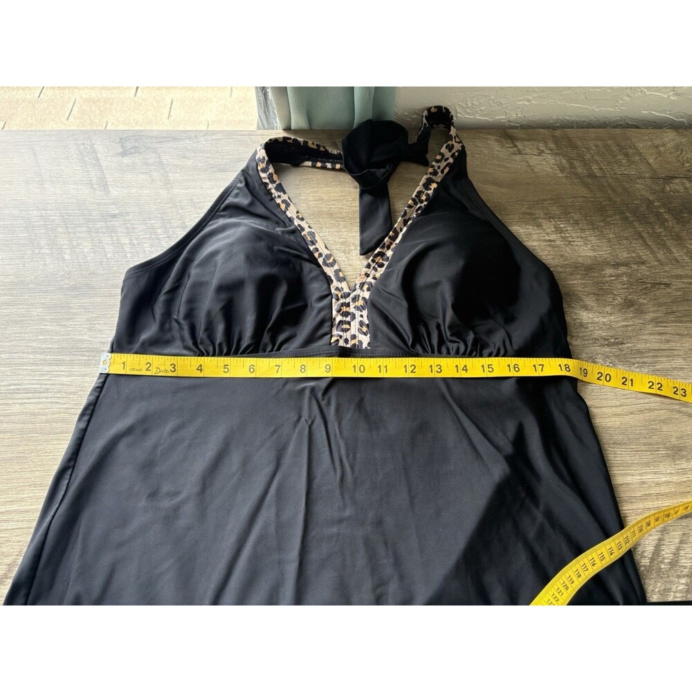 Women’s Black Leopard Halter Top and Skirt Swimsuit Set Size 2X - Picture 7 of 13